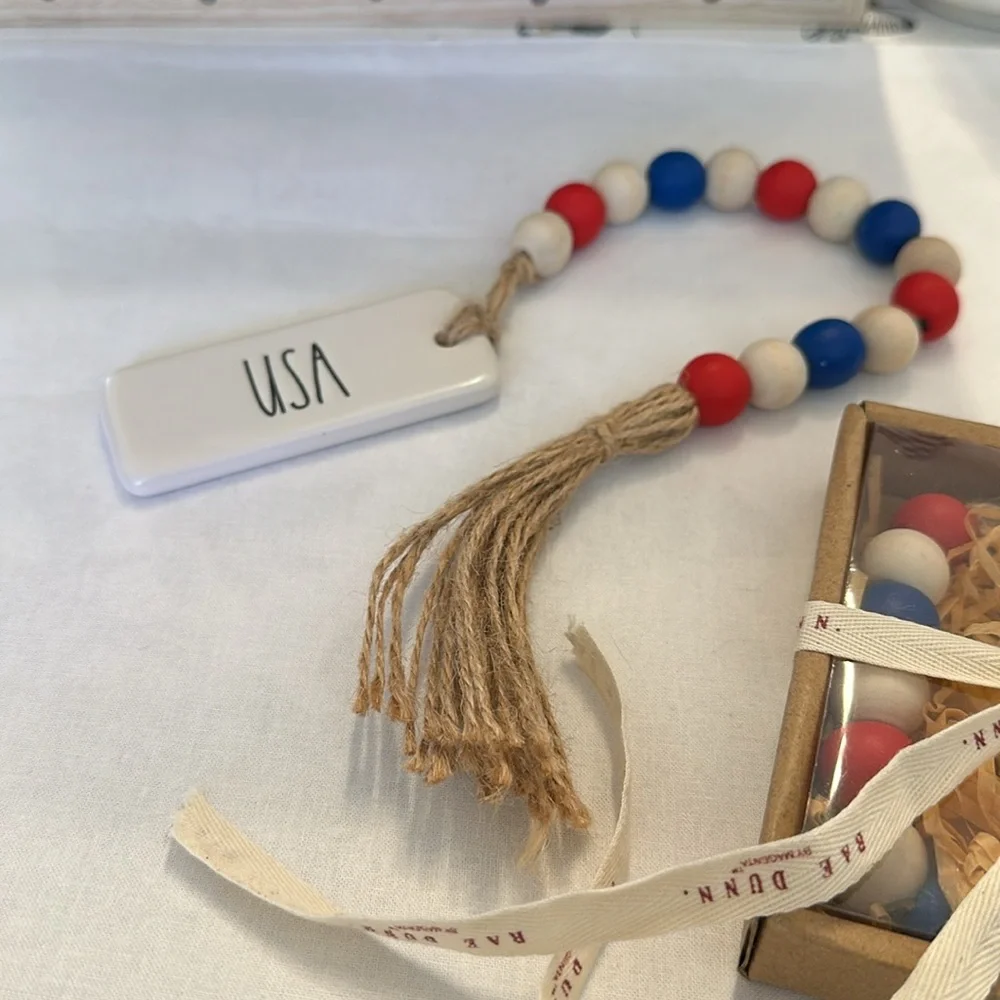 RAE DUNN USA & WELCOME Patriotic Beads Ceramic Garland.